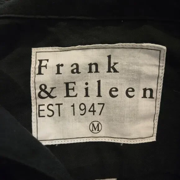 Frank & Eileen Grayson 100% Cotton Black Button-Up Shirt Tunic M Italian Fabric - Picture 5 of 9
